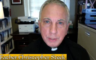 screenshot from PETA interview with Father Christopher Steck